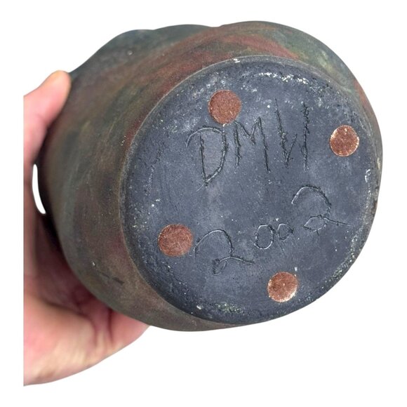 Raku Ceramic Vase Iridescent Metallic Art Pottery DMW Don Williams Signed 9.5" - Picture 7 of 7